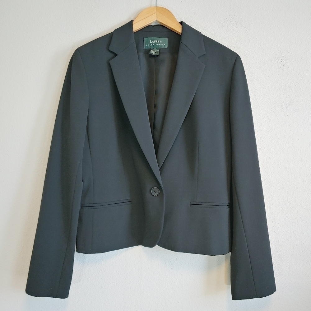 Lauren Ralph Lauren Women's Single Button Lapel Blazer Sz 12 Classic Office
